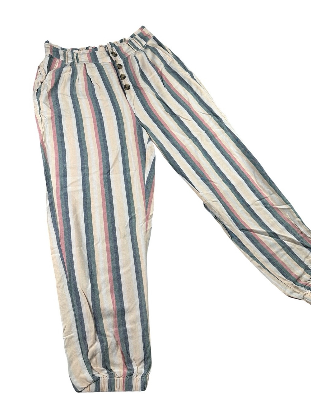 American Eagle Striped Paperbag Waist Beach Jogger Pants Size M - Picture 8 of 14